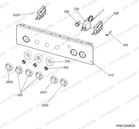 Взрыв-схема плиты (духовки) Zanussi ZCM551NX - Схема узла Command panel 037